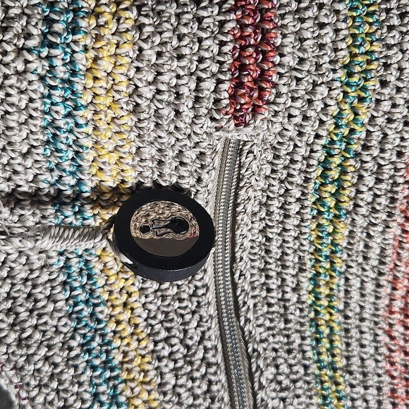 The Sak womens shoulder bag crochet neutral gray stripes - Picture 5 of 17